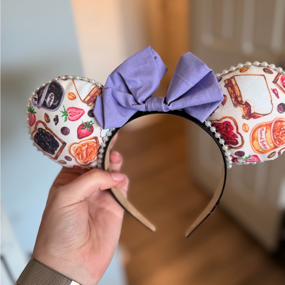 Purple Bow Food Print Ears Headband
